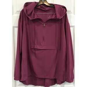 Tangerine Perforated Pullover Jacket Hooded Pink Lightweight Flap Back Women XXL